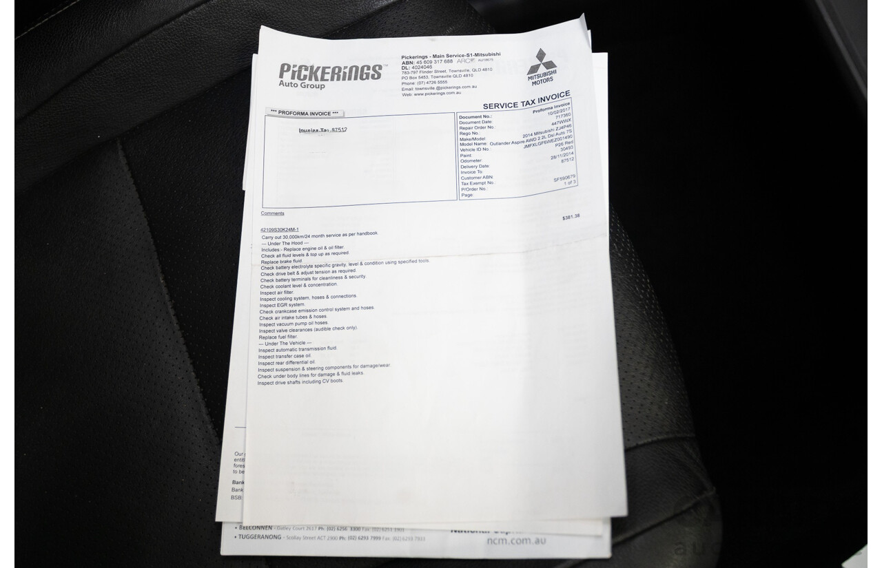 11/2014 Mitsubishi Outlander Aspire (AWD) ZJ MY14.5 4D Wagon Rally Red Metallic Turbo Diesel 2.3L