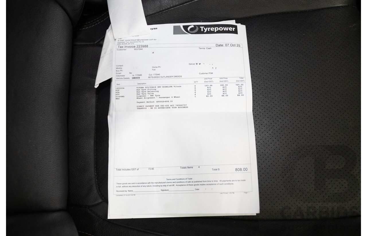 11/2014 Mitsubishi Outlander Aspire (AWD) ZJ MY14.5 4D Wagon Rally Red Metallic Turbo Diesel 2.3L