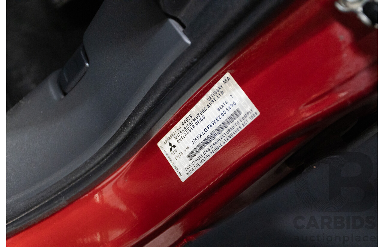 11/2014 Mitsubishi Outlander Aspire (AWD) ZJ MY14.5 4D Wagon Rally Red Metallic Turbo Diesel 2.3L