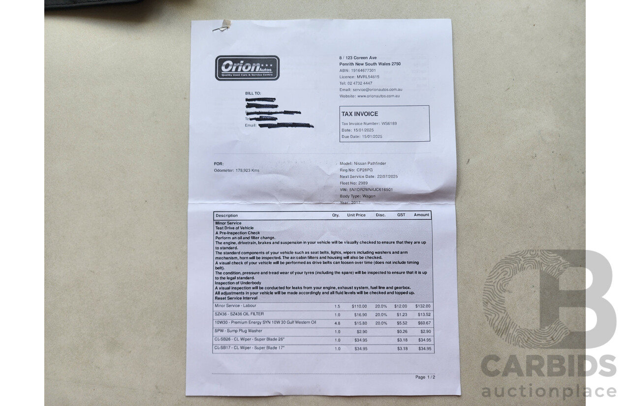 2/2018 Nissan Pathfinder ST (4x2) R52 MY17 series 4d Wagon Silver 3.5L