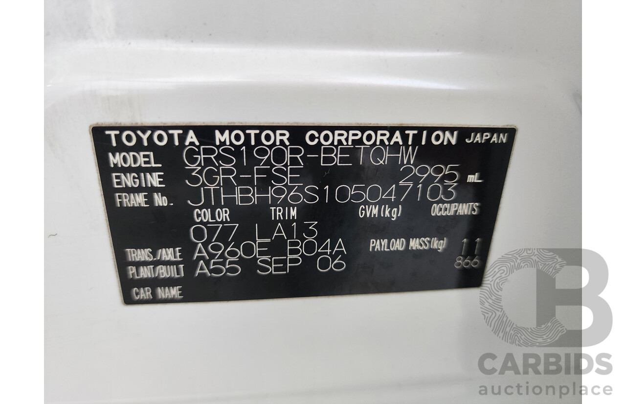 9/2006 Lexus Gs300 Sport Luxury GRS190R 4d Sedan White 3.0L