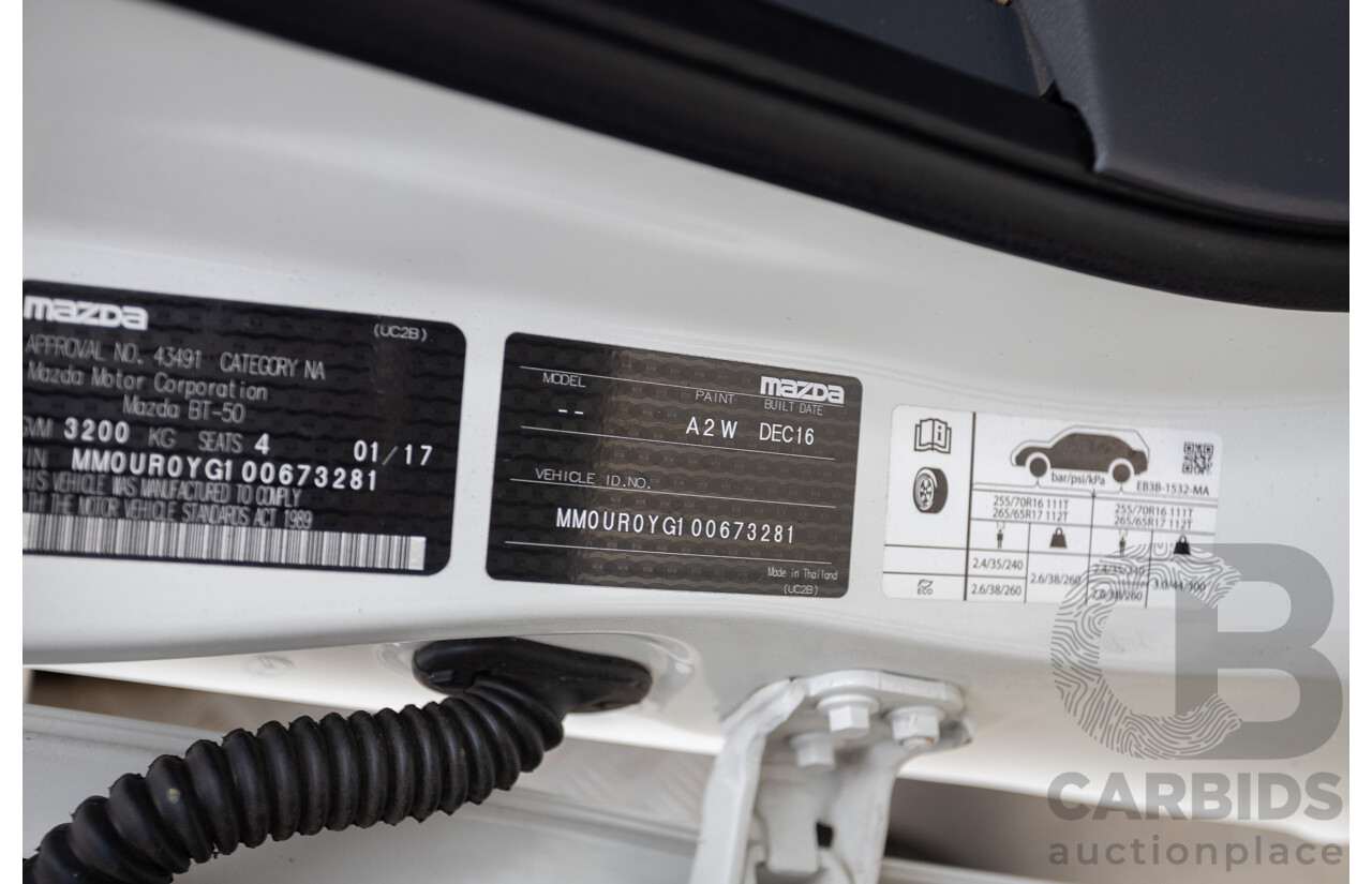 01/2017 Mazda BT-50 XT (4x4) MY16 Freestyle C/Chas White Turbo Diesel 3.2L