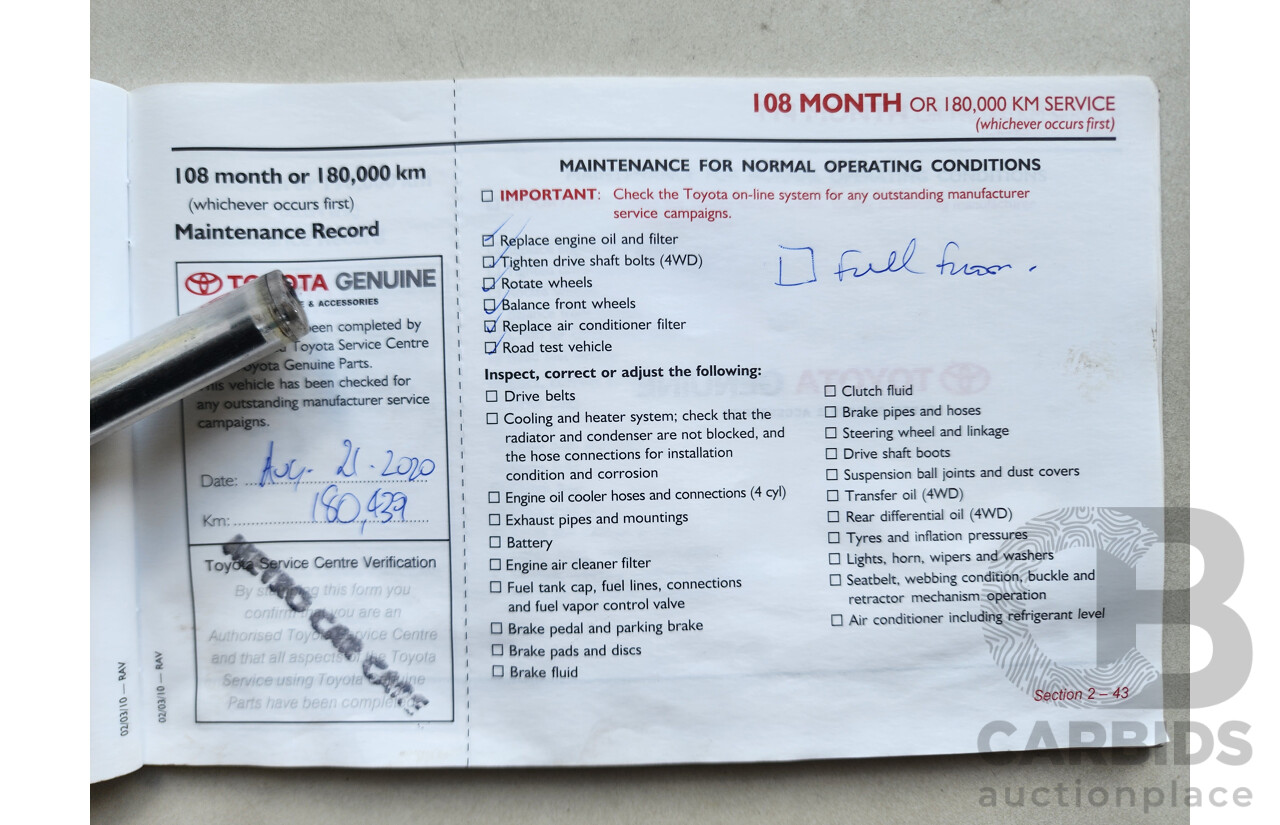 11/2011 Toyota Rav4 Cruiser (4x4) ACA33R 08 UPGRADE 4d Wagon White 2.4L