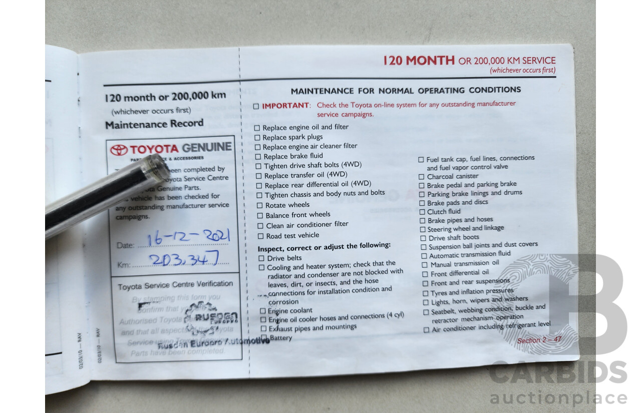 11/2011 Toyota Rav4 Cruiser (4x4) ACA33R 08 UPGRADE 4d Wagon White 2.4L