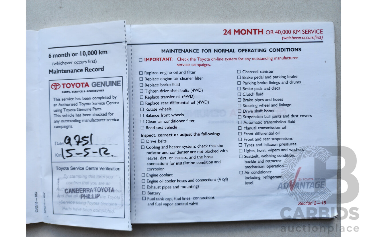 11/2011 Toyota Rav4 Cruiser (4x4) ACA33R 08 UPGRADE 4d Wagon White 2.4L