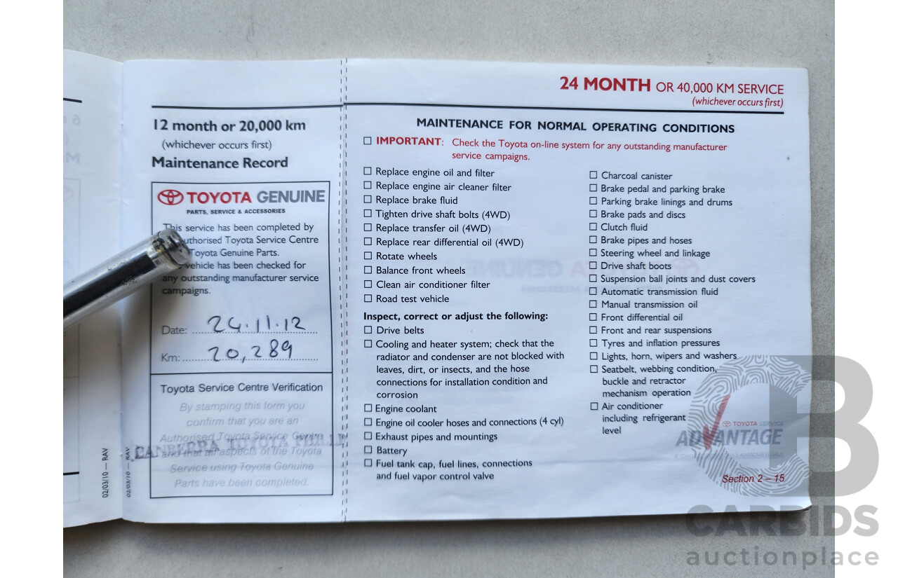 11/2011 Toyota Rav4 Cruiser (4x4) ACA33R 08 UPGRADE 4d Wagon White 2.4L