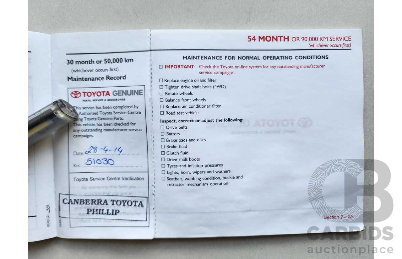 11/2011 Toyota Rav4 Cruiser (4x4) ACA33R 08 UPGRADE 4d Wagon White 2.4L