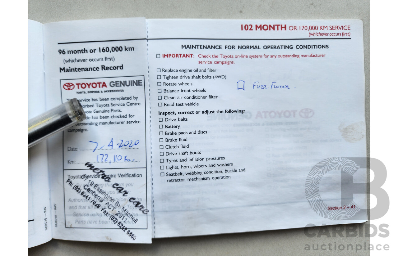 11/2011 Toyota Rav4 Cruiser (4x4) ACA33R 08 UPGRADE 4d Wagon White 2.4L