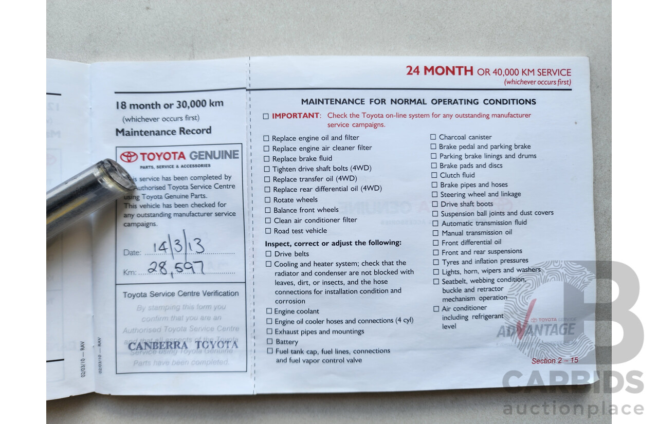 11/2011 Toyota Rav4 Cruiser (4x4) ACA33R 08 UPGRADE 4d Wagon White 2.4L