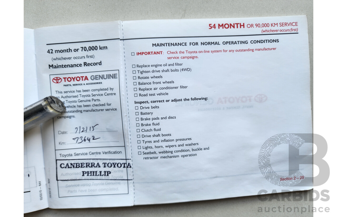 11/2011 Toyota Rav4 Cruiser (4x4) ACA33R 08 UPGRADE 4d Wagon White 2.4L