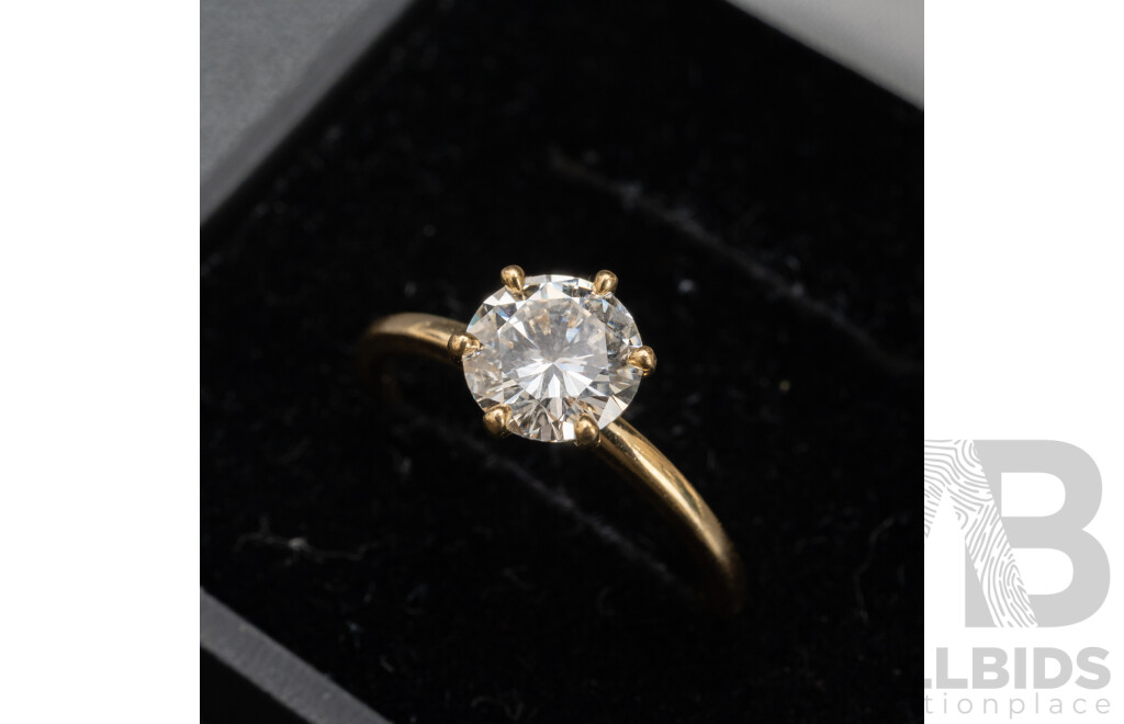 18ct Yellow Gold Diamond Solitaire Engagement Ring - Size M.5