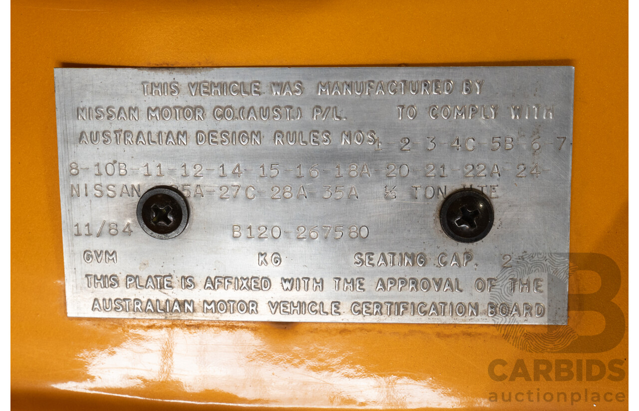 11/1984 Datsun 1200 B120 2d Utility Yellow CA18 Turbo 1.8L - Engineered