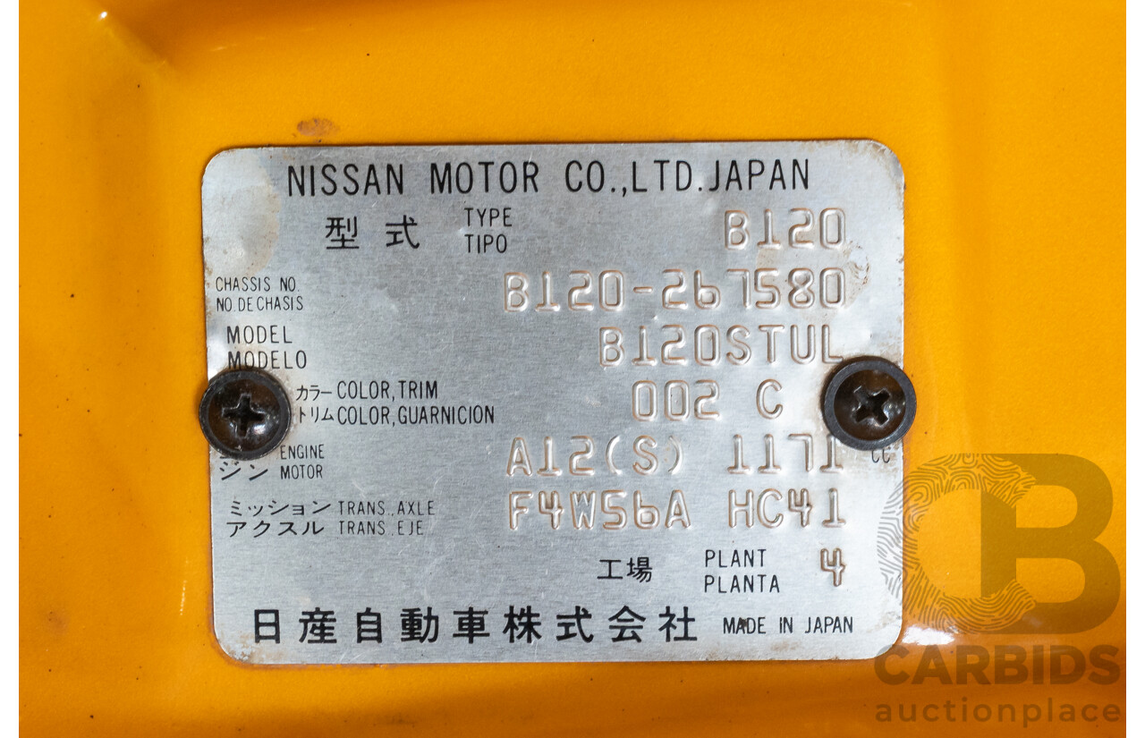 11/1984 Datsun 1200 B120 2d Utility Yellow CA18 Turbo 1.8L - Engineered