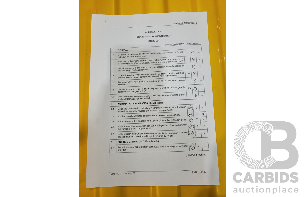 11/1984 Datsun 1200 B120 2d Utility Yellow CA18 Turbo 1.8L - Engineered