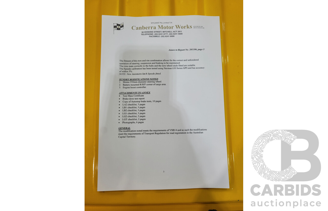 11/1984 Datsun 1200 B120 2d Utility Yellow CA18 Turbo 1.8L - Engineered