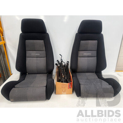 Recaro Set of 2 Racing Recliner Seats & Bolt Rails