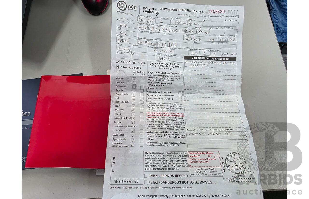 6/2007 Kia RIO EX JB 4d Sedan Silver 1.6L