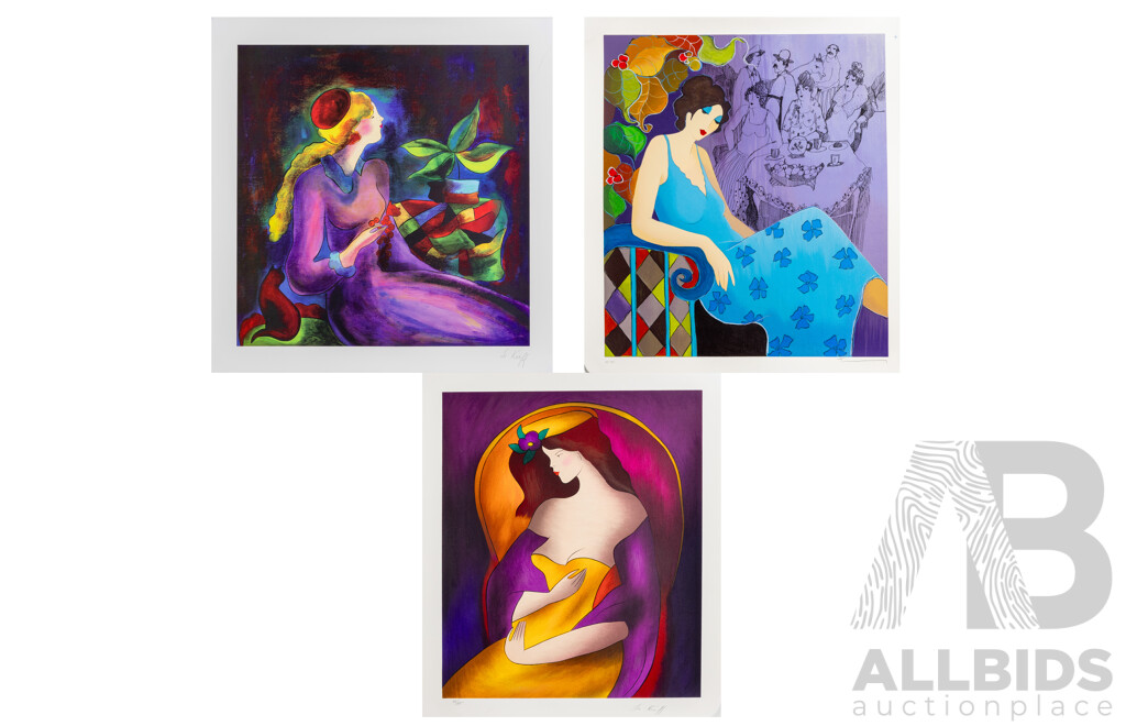 Linda Le Kinff (French-Brazilian, B.1947), 'Geraldine in Reflection' (2011), Serigraph in Colour & One Other; Together with Itzchak Tarkay (1935-2012), 51 X 49 Cm (Sheet