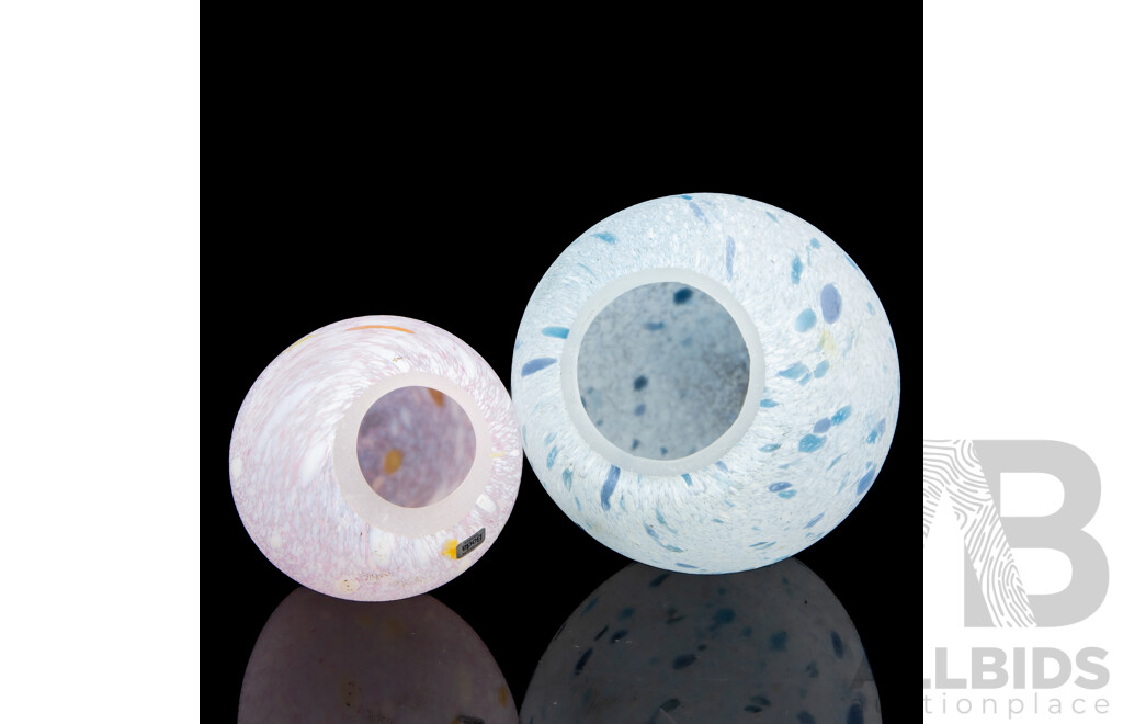 Pair of Graduated Art Glass Eggs by Monica Backstrom for Kosta Boda