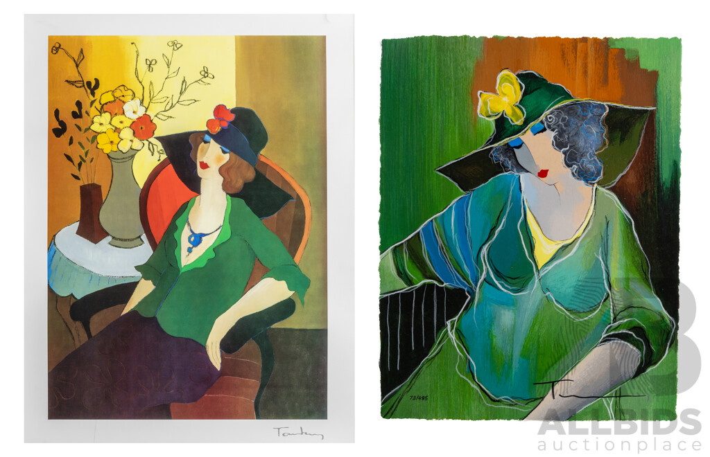 Itzchak Tarkay (20th Century, Serbian-Born Israeli, 1935-2012), Feeling & Soul (2006), Serigraph in Colour on Wove Paper, 30.5 x 24 cm & Happy Recollection (2015), Seriolithograh on Archival Paper, 65 x 48 cm (2)