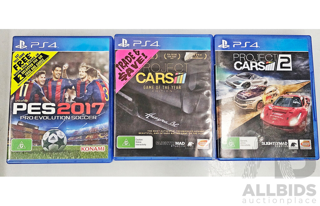 Sony Playstation 4 Pro Game Console W/ Racing Equipment, Controllers & Games