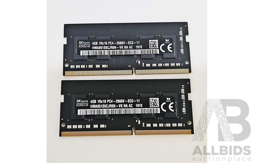 SK Hynix 4GB DDR4 2600V SO-DIMM RAM - Lot of Two