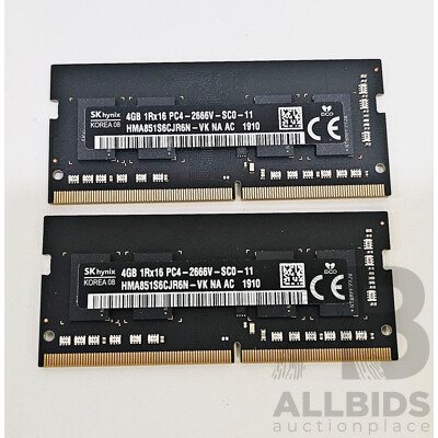 SK Hynix 4GB DDR4 2600V SO-DIMM RAM - Lot of Two