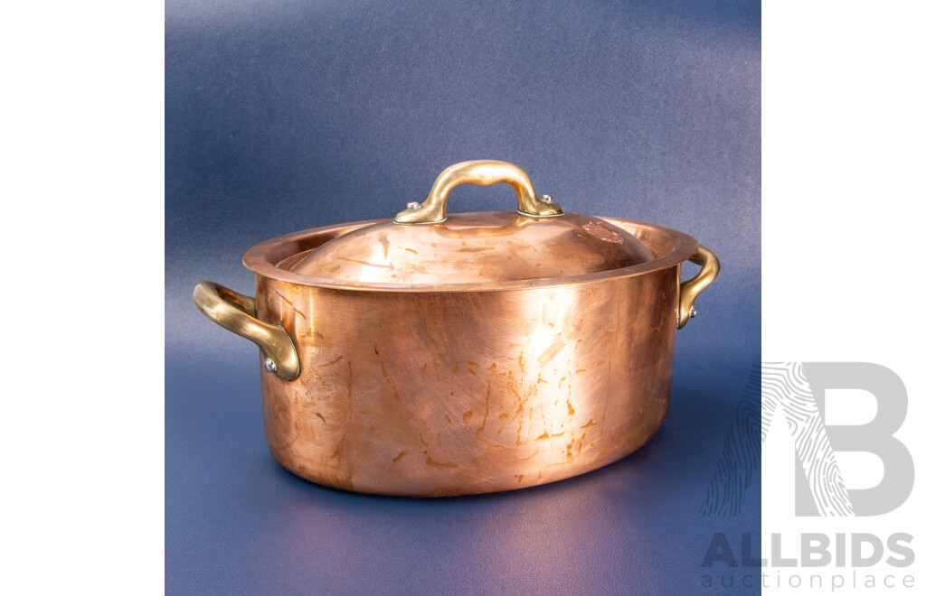 Vintage French G. Gartner Villedieu Copper Tureen with Brass Handles
