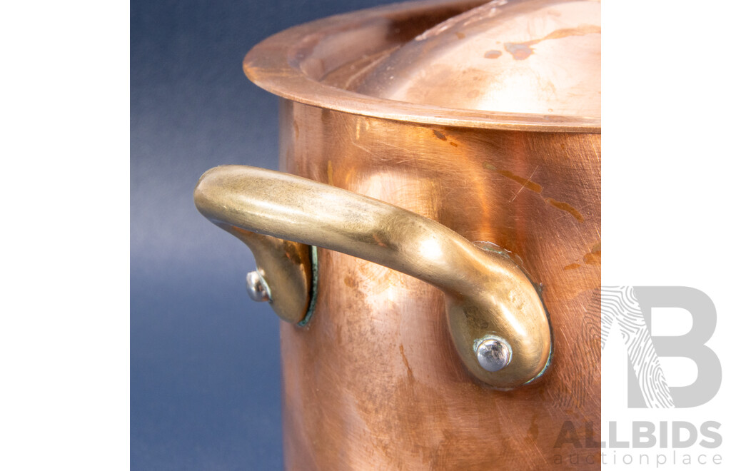 Vintage French G. Gartner Villedieu Copper Tureen with Brass Handles