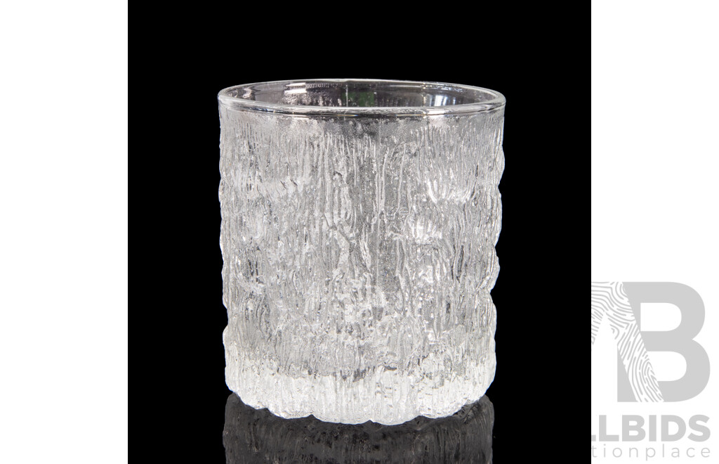 Set of Four Mid Century Gobel Textured Glass Whisky Tumblers