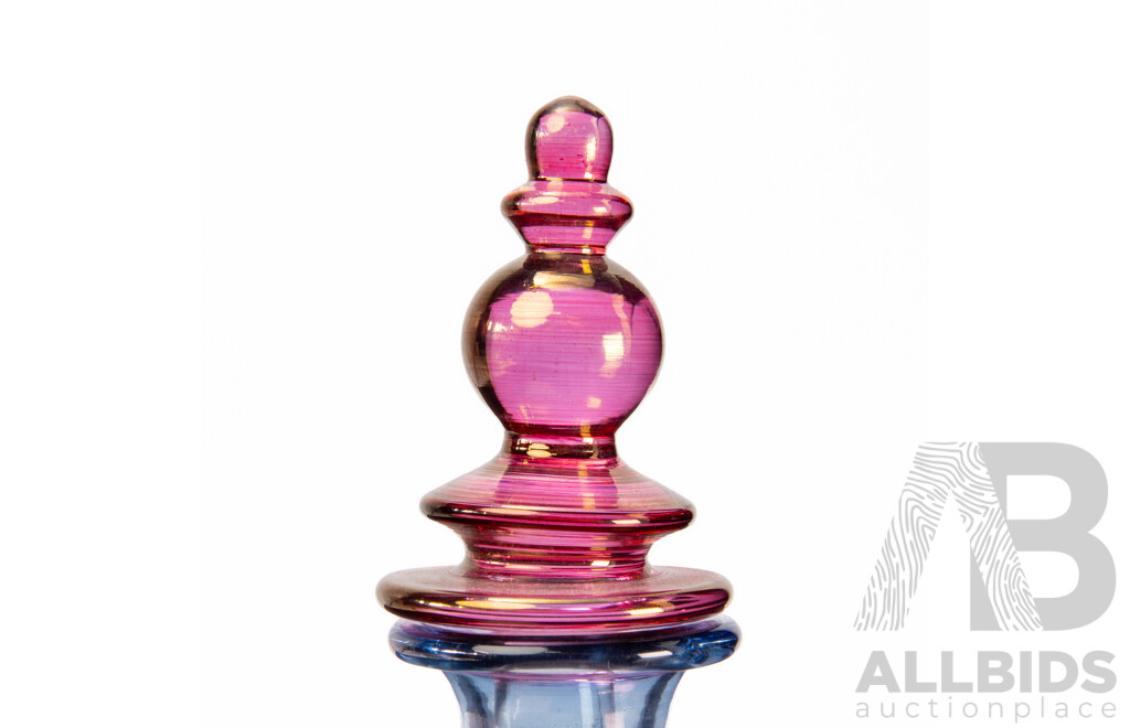 Rare Krosno Hand Painted Polychrome Decanter with Original Label