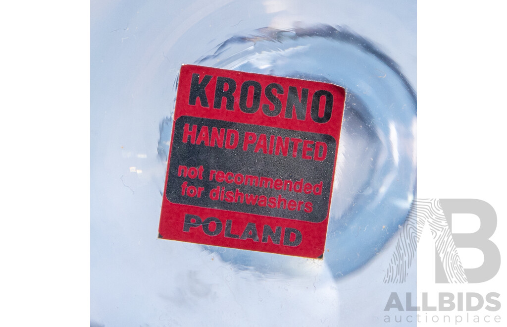 Rare Krosno Hand Painted Polychrome Decanter with Original Label