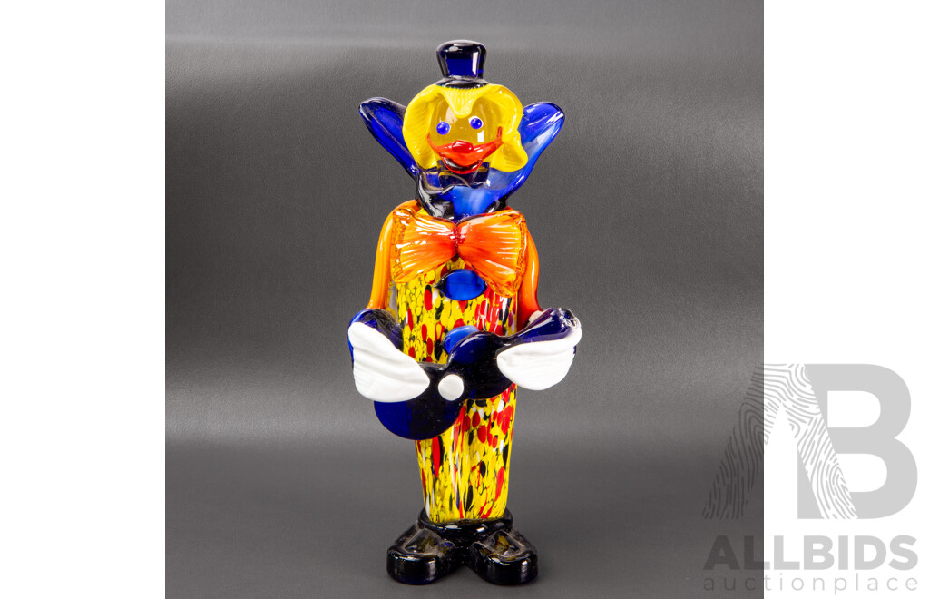 Vintage Murano Glass Clown Playing the Guitar