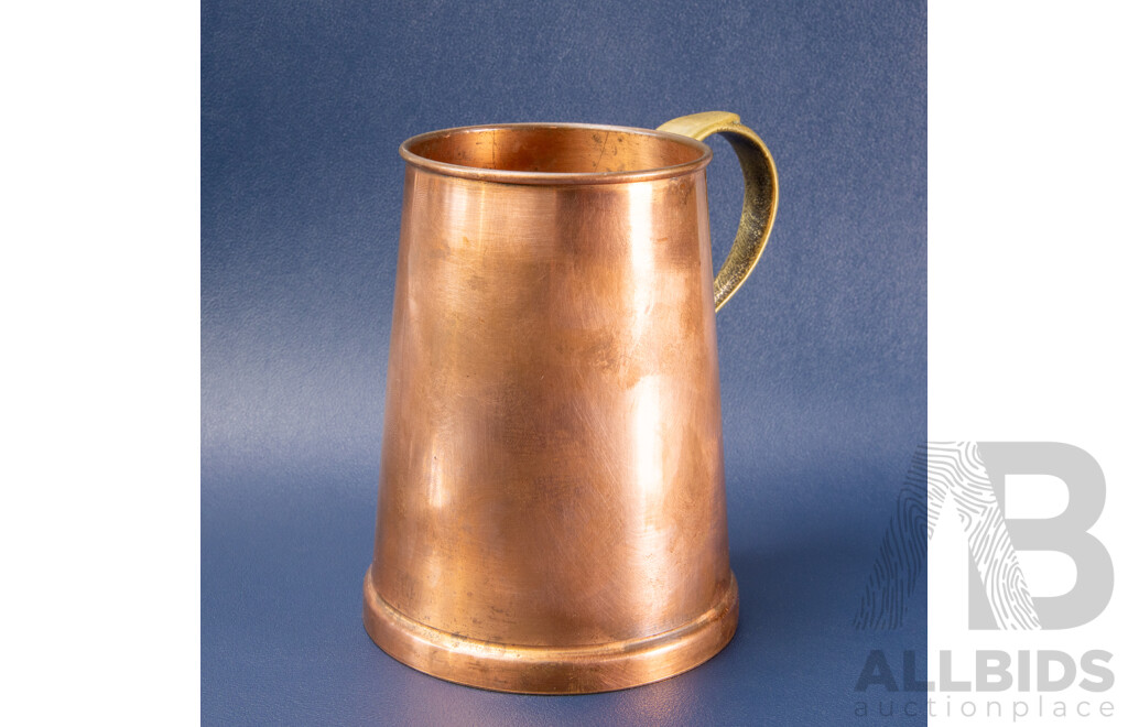 Mid Century Copper Tankard with Brass Handle