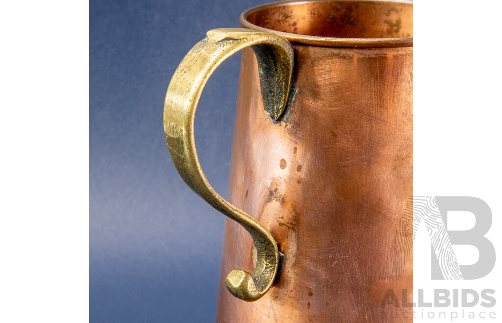 Mid Century Copper Tankard with Brass Handle
