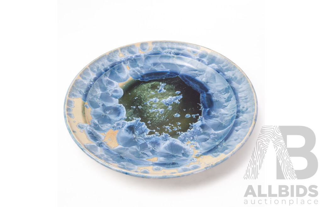 Large Vintage Australian David Williams Crystalline Ceramic Charger, Dated 1990