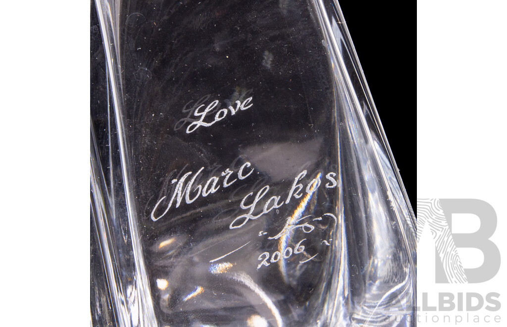 Pair of Czech Bohemian Crystal Lovers Decanters