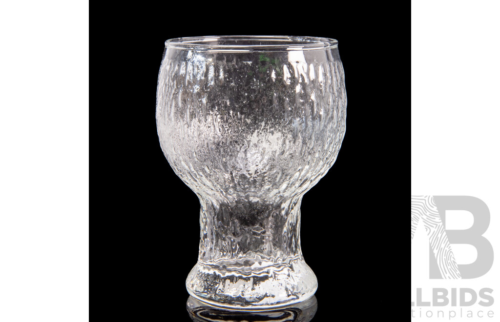 Good Set of Six Iittala Kekkerit Glass Goblets, Designed by Timo Sarpaneva, Circa 1970s