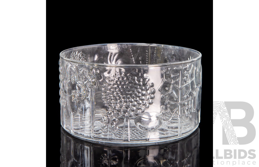 Retro Nuutajarvi Flora Pattern Glass Bowl Designed by Oiva Toikka, Circa 1960s