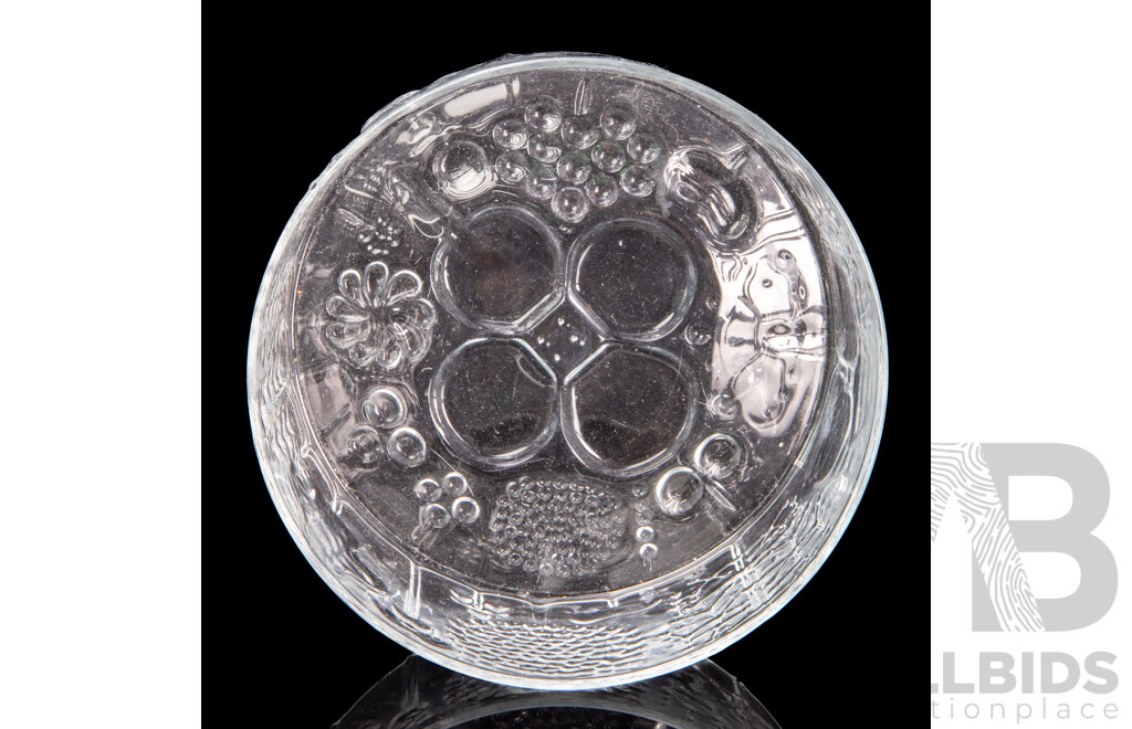 Retro Nuutajarvi Flora Pattern Glass Bowl Designed by Oiva Toikka, Circa 1960s