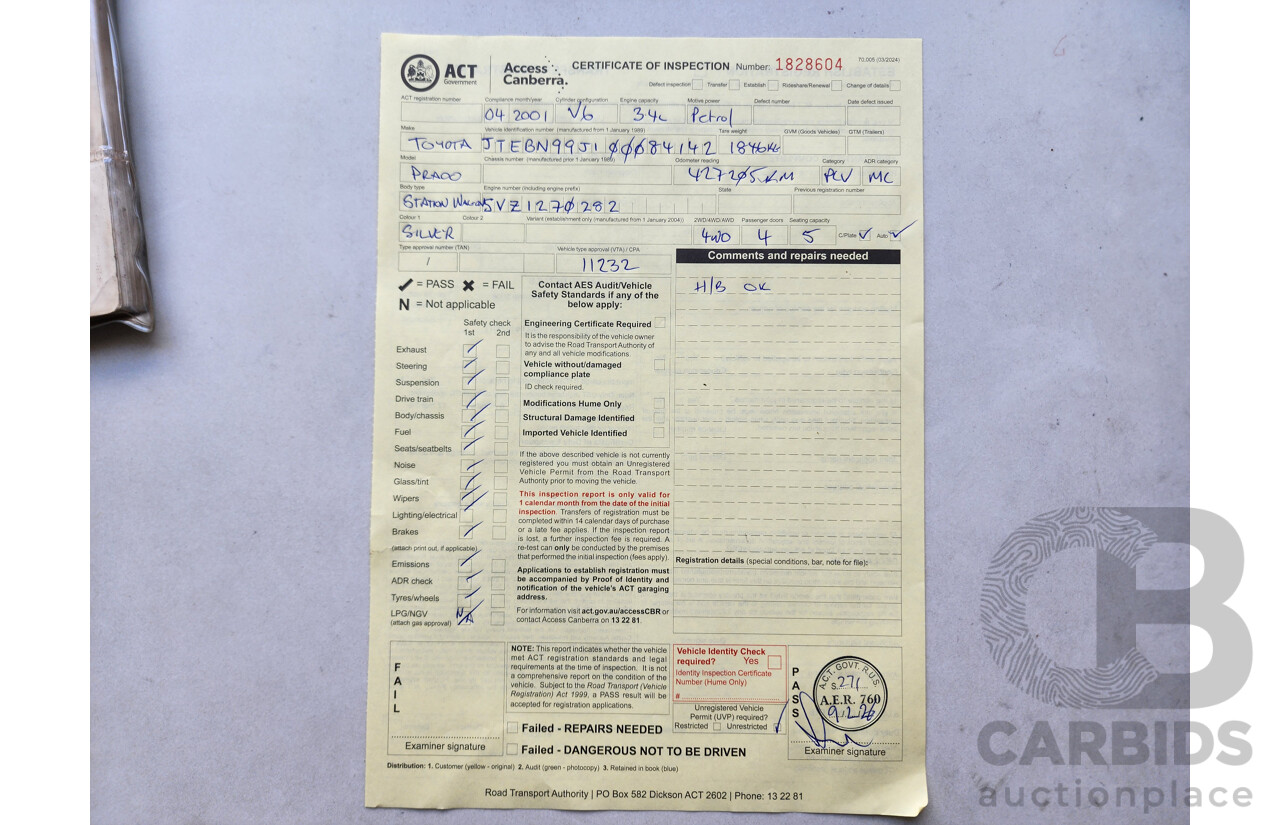 4/2001 Toyota Landcruiser Prado 50TH Anniversary (4x4) VZJ95R 4d Wagon Silver 3.4L