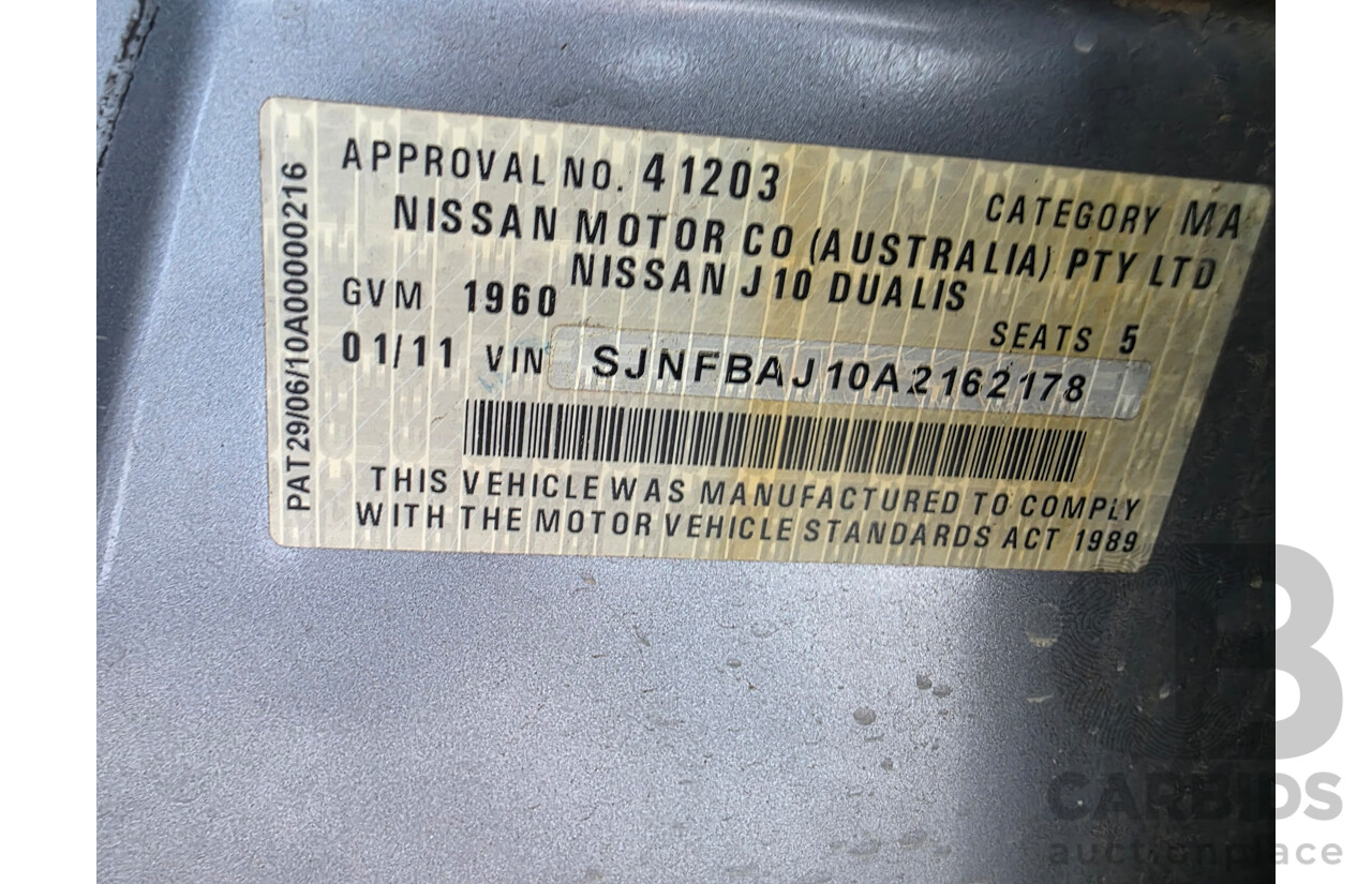 1/2011 Nissan Dualis Ti (4x2) J10 SERIES II 4d Wagon Grey 2.0L