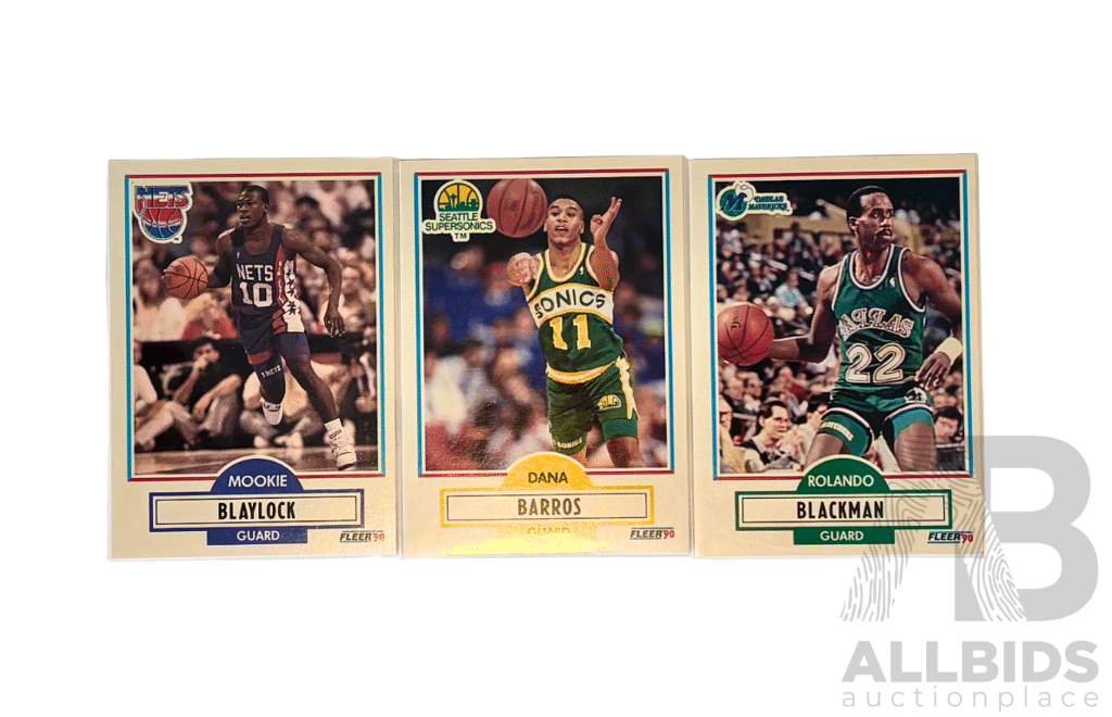 1990 Fleer NBA Blaylock, Barros & Blackman 3 Card Lot