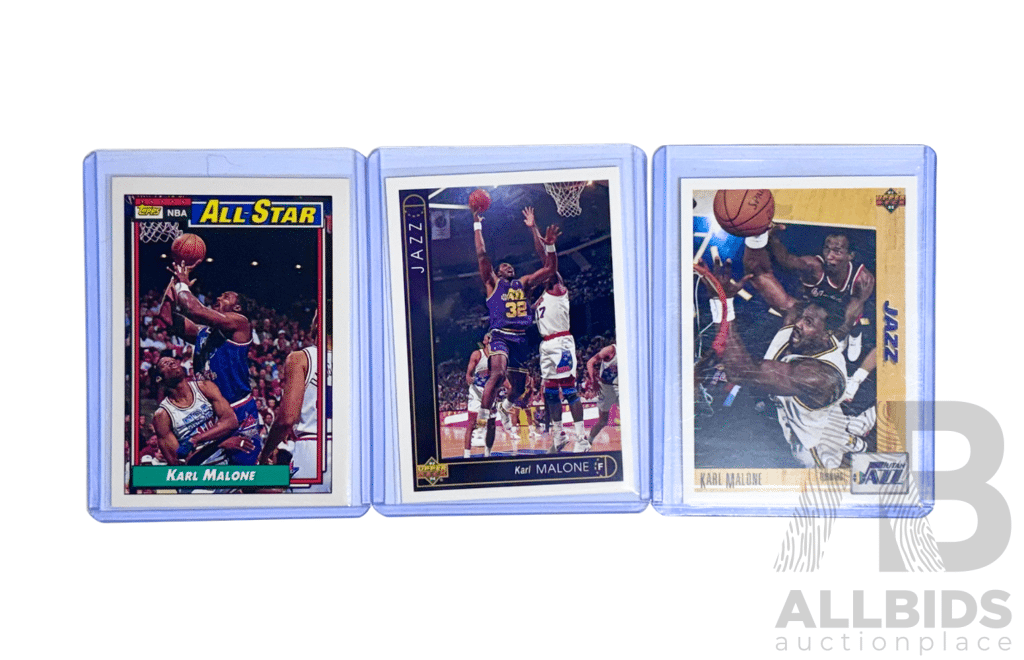 Karl Malone Utah Jazz Vintage Basketball Card Trio