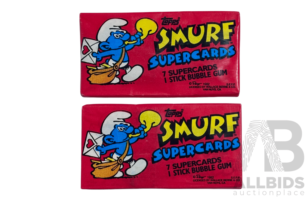 1982 Topps Smurf Supercards Sealed Pack Pair