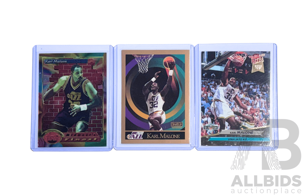 Karl Malone Utah Jazz Basketball Card Trio
