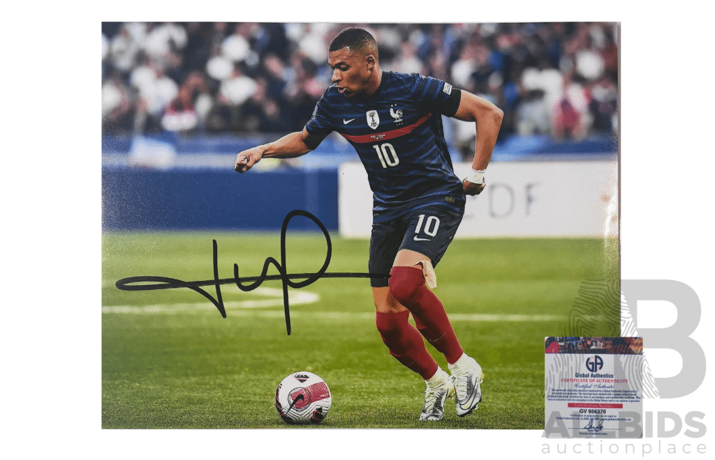 Kylian Mbappé Signed France National Team Photo with COA