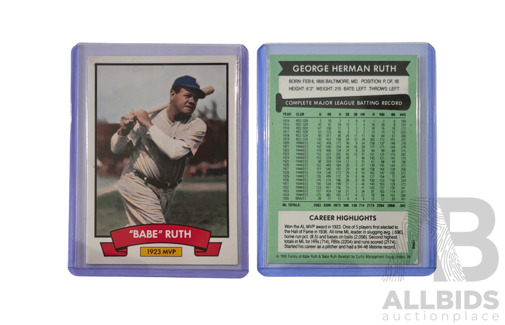 Babe Ruth 1923 MVP Commemorative Card
