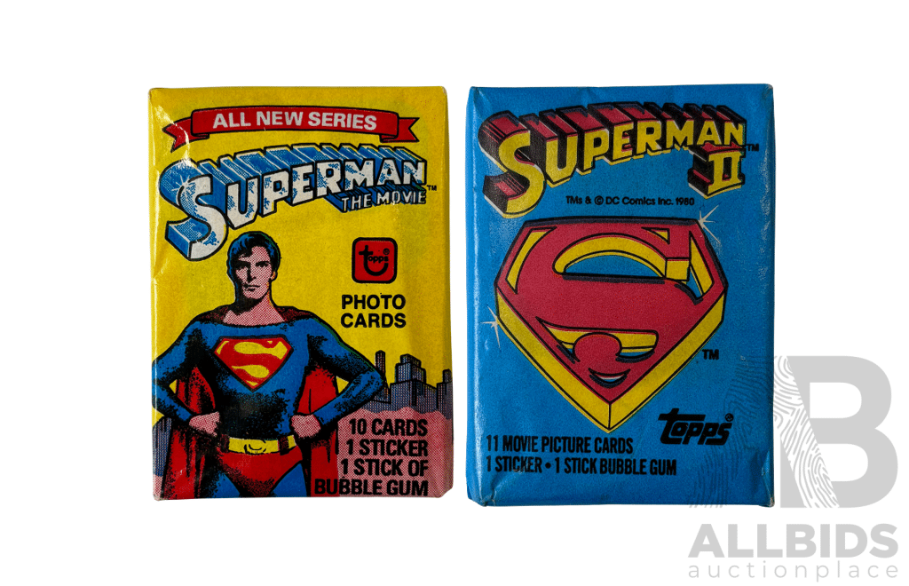 Superman The Movie & Superman II Vintage Topps Wax Pack Pair
