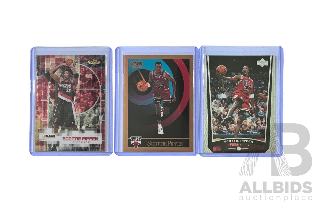 Scottie Pippen Bulls & Trail Blazers NBA 3 Card Lot